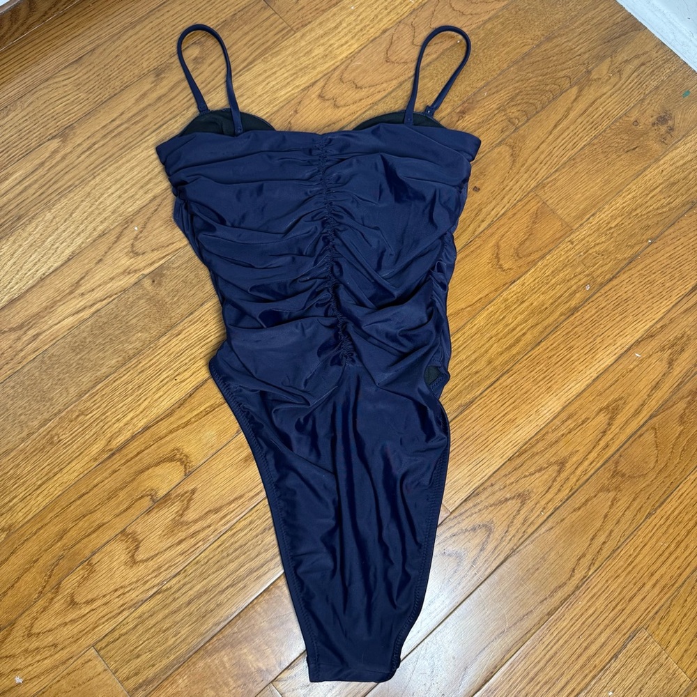 J.Crew Ruched Sweetheart One Piece Navy Blue Swimsuit Size 4 NEW - Picture 12 of 12